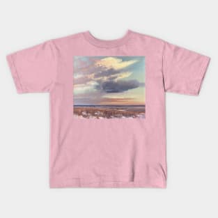 Multi Colored Sunset Oil on Canvas Kids T-Shirt